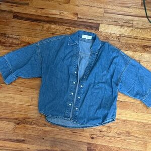 Zara Blue Denim Button-Up Top